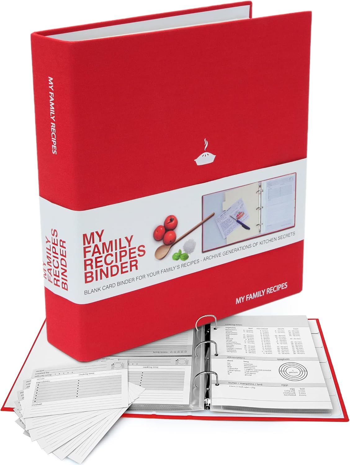 SUCK UK My Family Recipe Binder | Family Recipe Book & 3 Ring Binder | Foodie Recipe Organizer | Books with Recipe Cards, Pockets & Dividers | Recipe Journal Binders & DIY Cookbook | Cooking Gifts