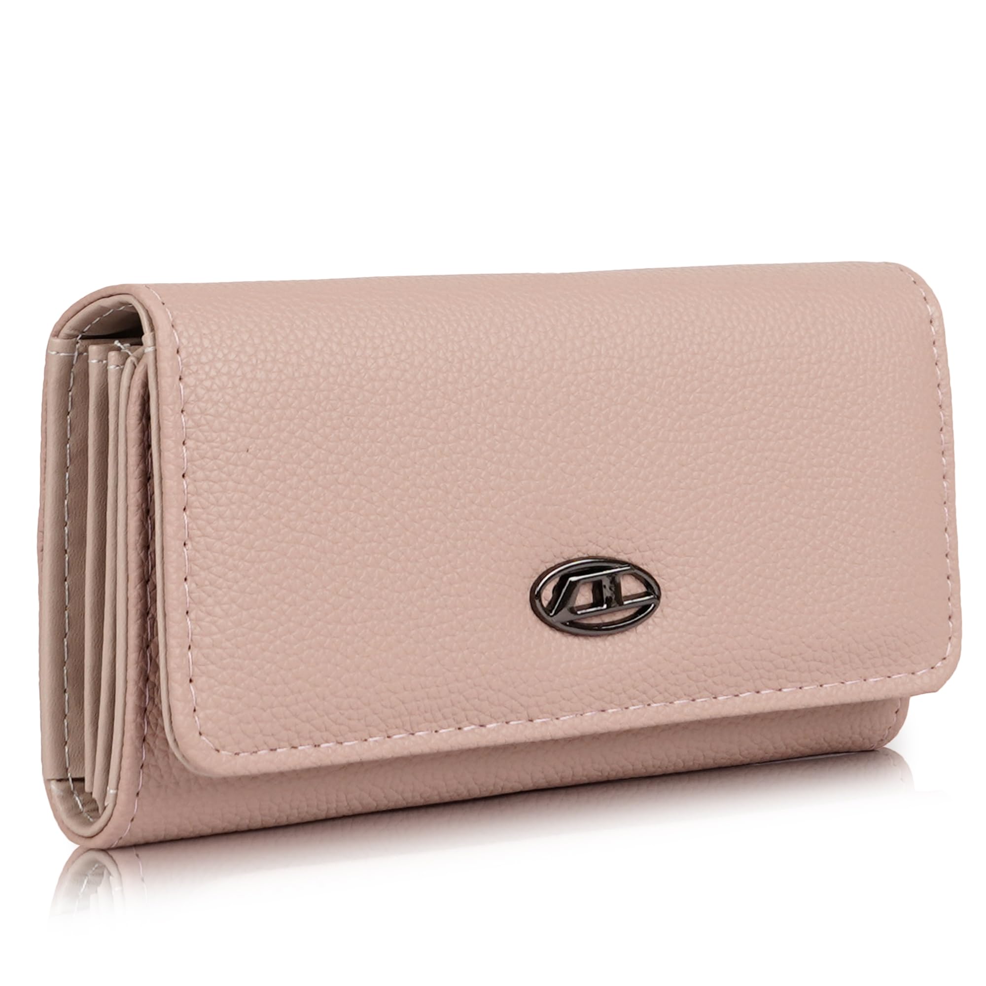 Women's Tri-Fold Wallet with Multiple Card Slots, Premium Faux Leather (Cream)-image-11