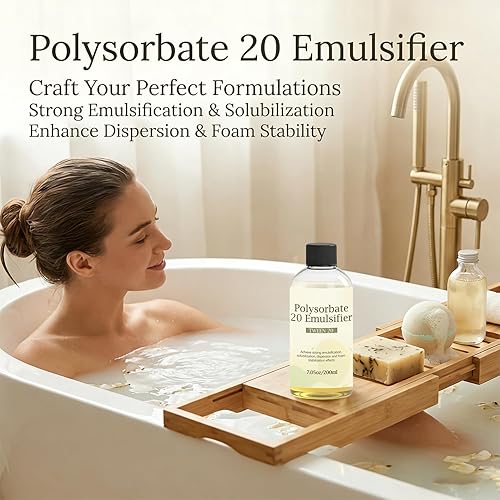 Miniatura 7 de Emulsionante de polisorbato 20 de 7.05 onzas (Tween 20) Líquido premium, suave al tacto, agente emulsionante de alta eficiencia para cosméticos de