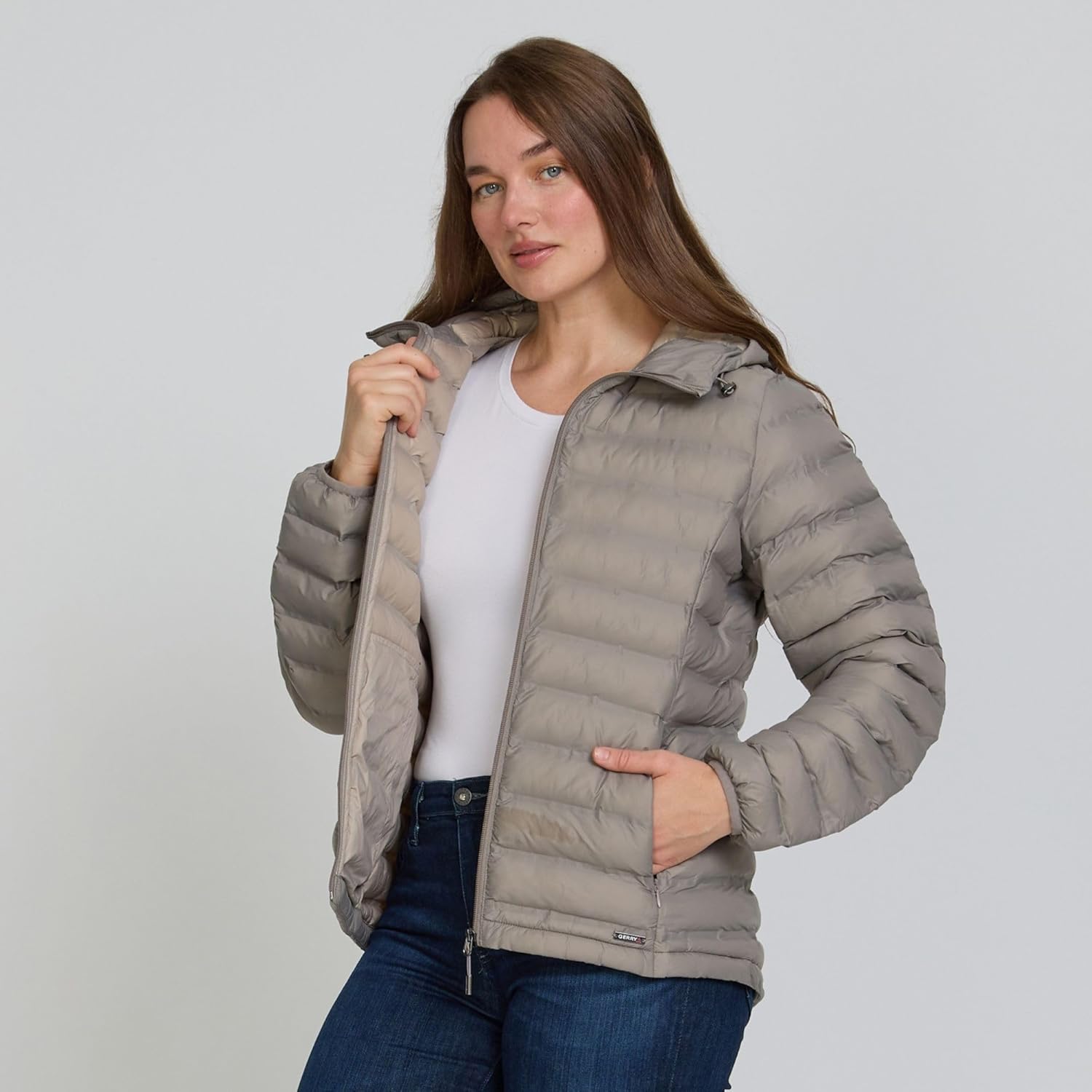 Gerry Packable Puffer Jacket Womens with Hood - Warm Lightweight Travel Full Zip Quilted Womens Puffy Coat for Winter - Image 2