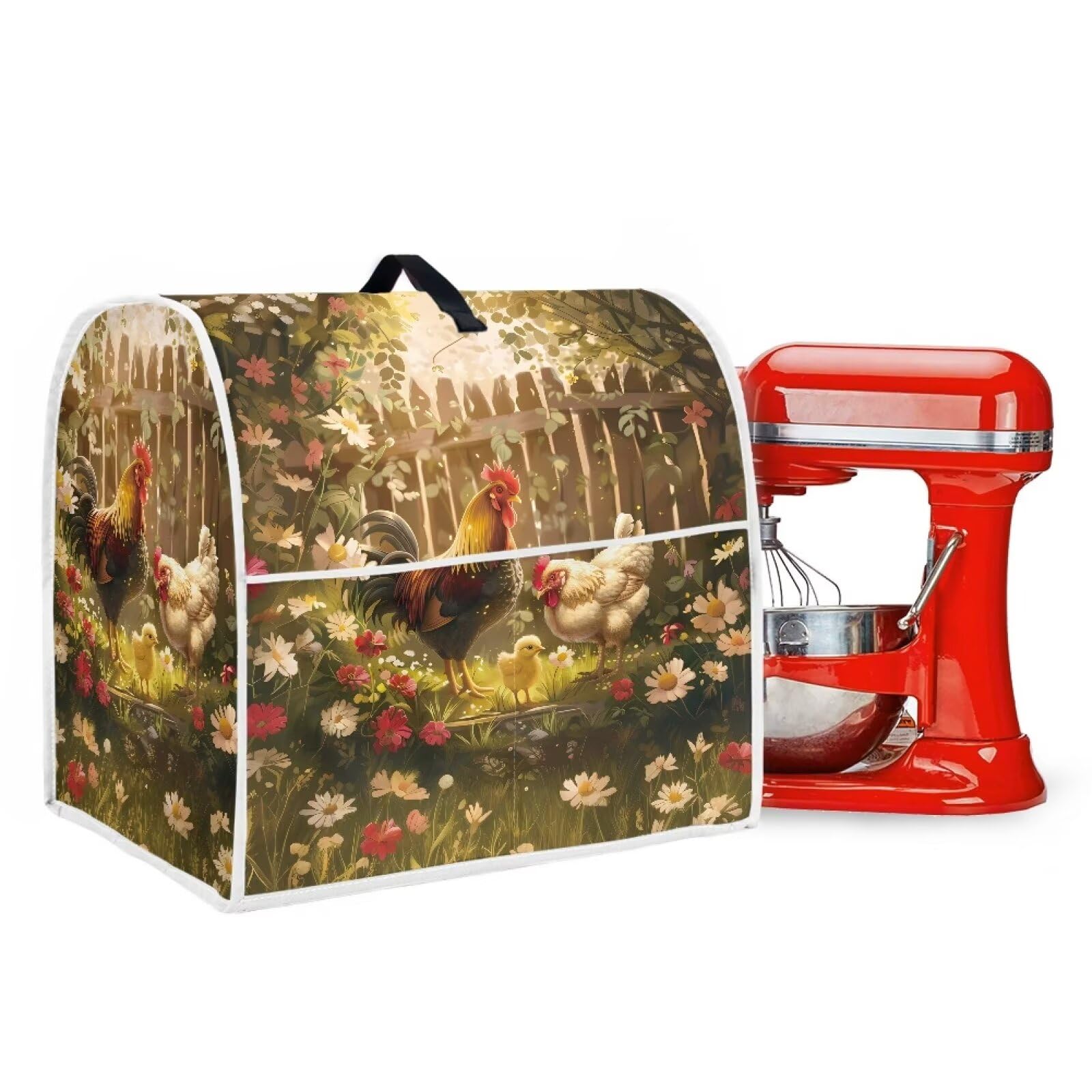 Dust Cover for Kitchen Aid Stand Mixer Cover Washable Appliance Cover Chicken Floral Compatible with 4.5-5 Quart Kitchen Mixer Cover Kitchen Small Appliance Decor Accessories