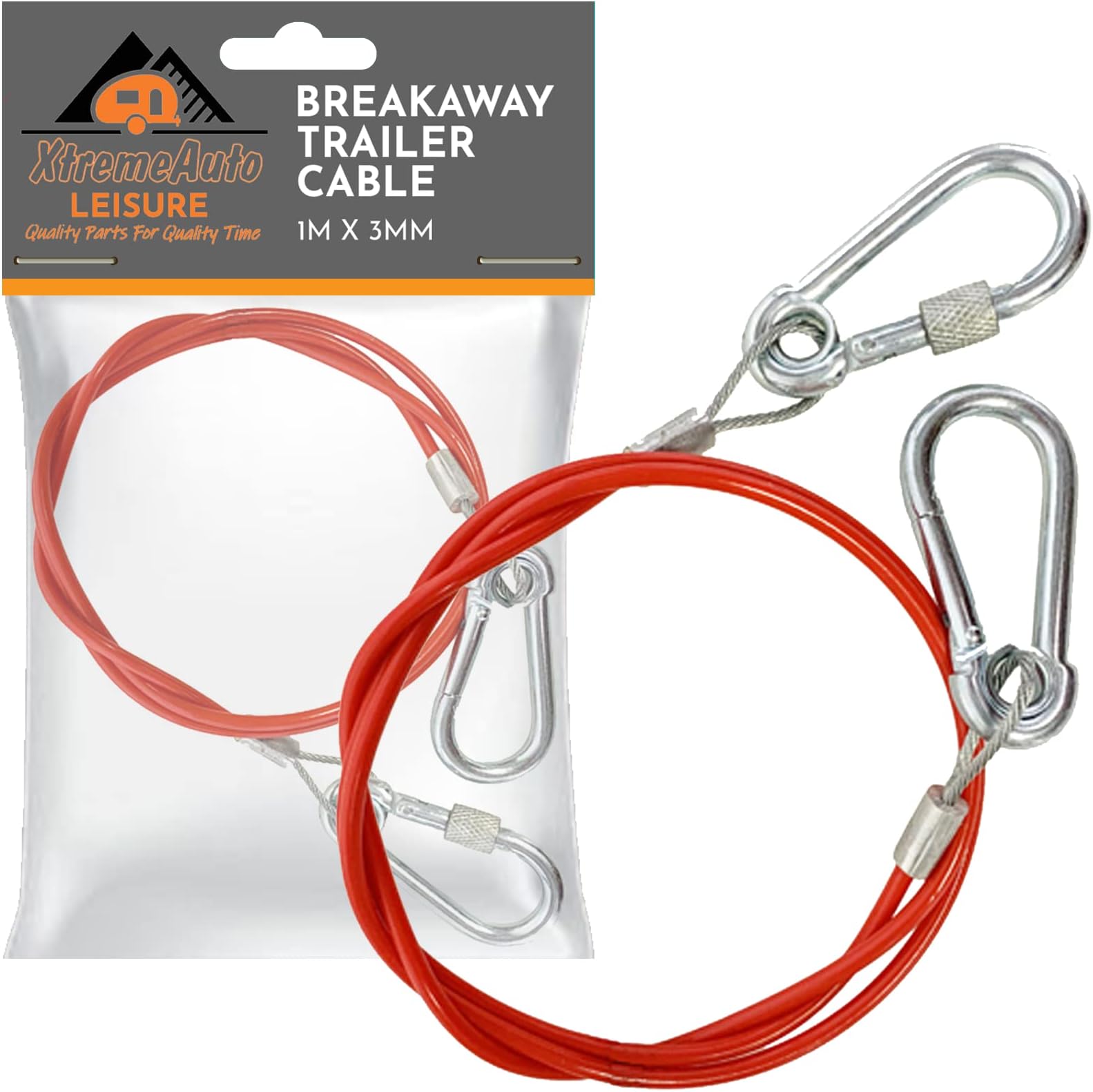 Xtremeauto Easy Quick Fit Breakaway Cable Carbine Threaded Hook Towing Caravan Trailer Trailer