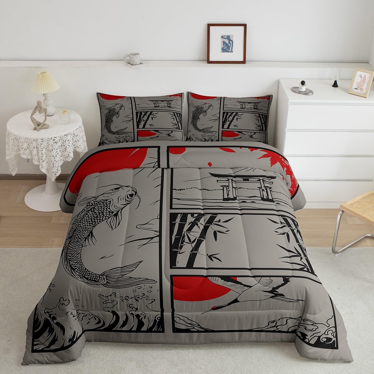 Feelyou Kids Japanese Koi Fish Comforter Set
