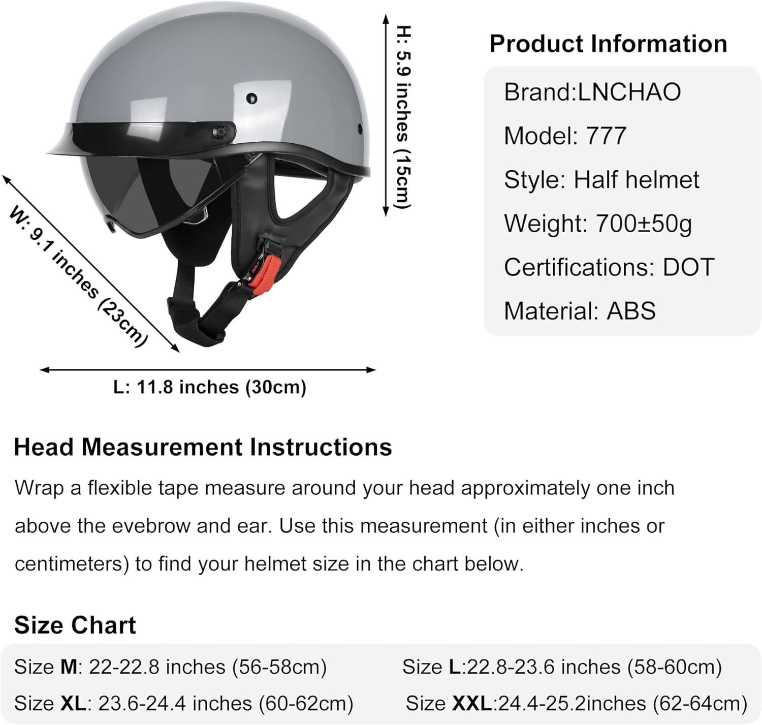 Motorcycle Half Helmet with Visor for Adults & Youth - DOT Approved Open Face Retro Helmets for Men & Women Compatible with Moped, Vintage Scooter & Street Bike