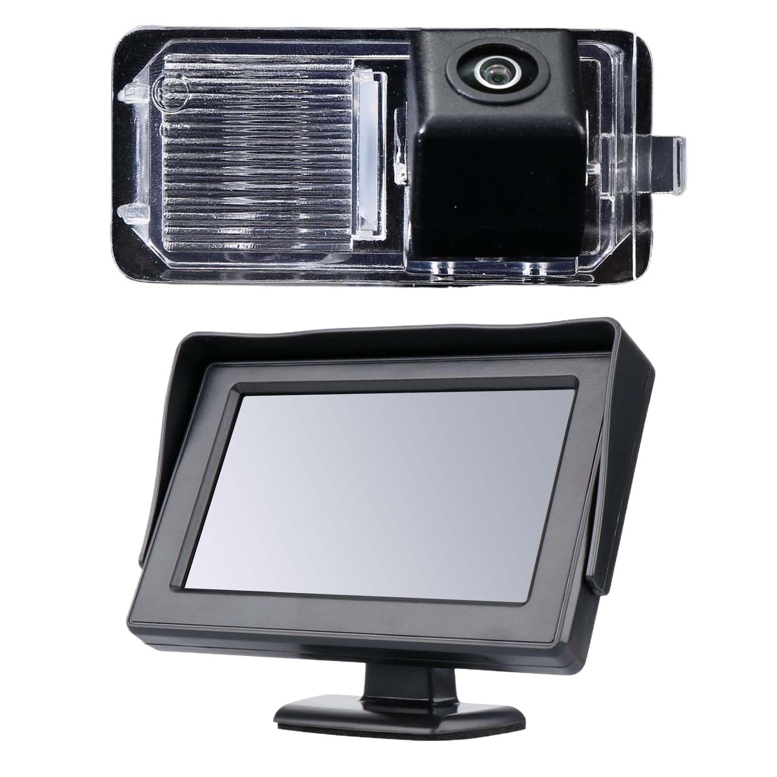 Câmera de ré de luz de placa de carro HD com monitor de 4,3 polegadas para Seat