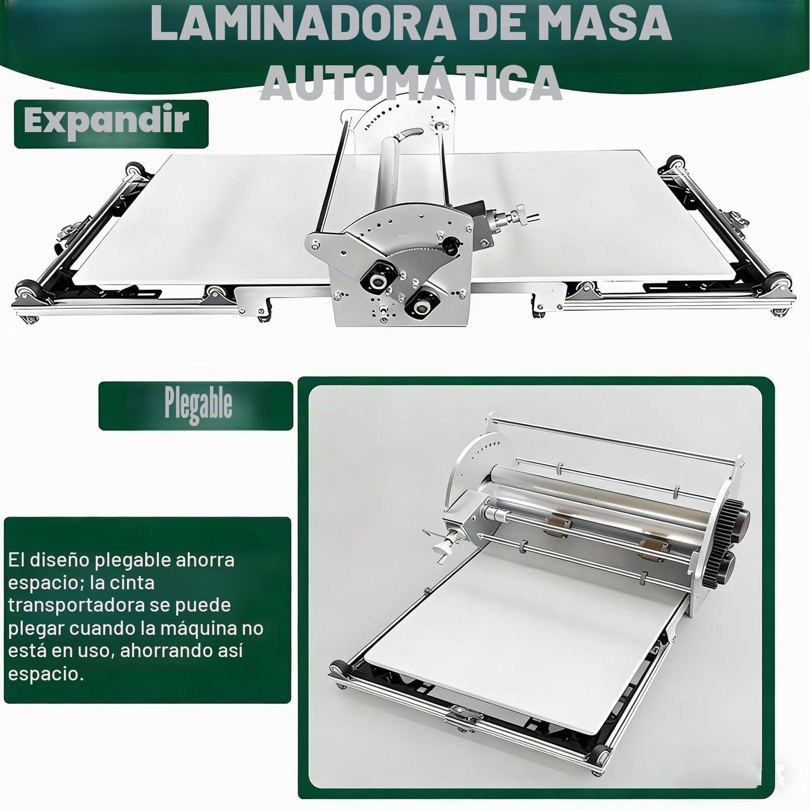 Laminadora De Masa EléCtrica, 40"X17.7" Enrolladora AutomáTica De Masa Para Pasteles Y Pizzas, Grosor Ajustable De 0.07" A 1.18", FuncióN De Avance/Retroceso Con DiseñO Plegable