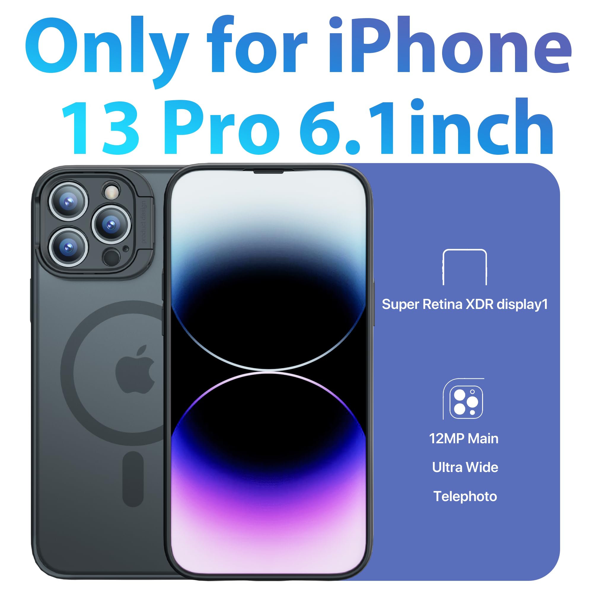 GOODVISH Custodia Magnetica Per IPhone 13 Pro Max – Viola Scuro Traslucido – Supporto Invisibile Integrato – Antiurto Con MagSafe - 3