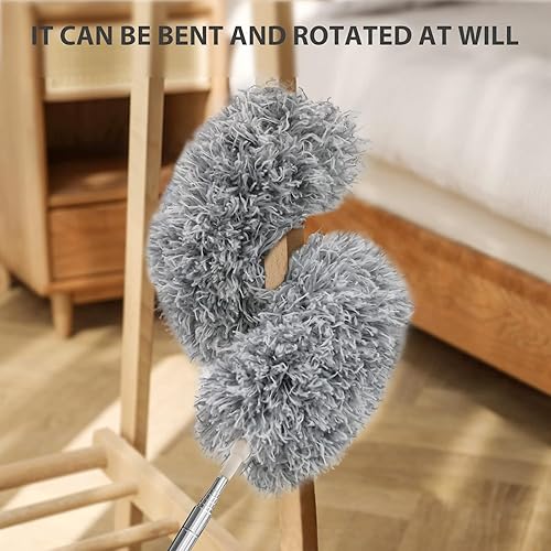 Miniatura 5 de Plumeros de microfibra para herramientas de limpieza con poste de extensión (acero inoxidable), ventilador de techo extra largo de 100 pulgadas,