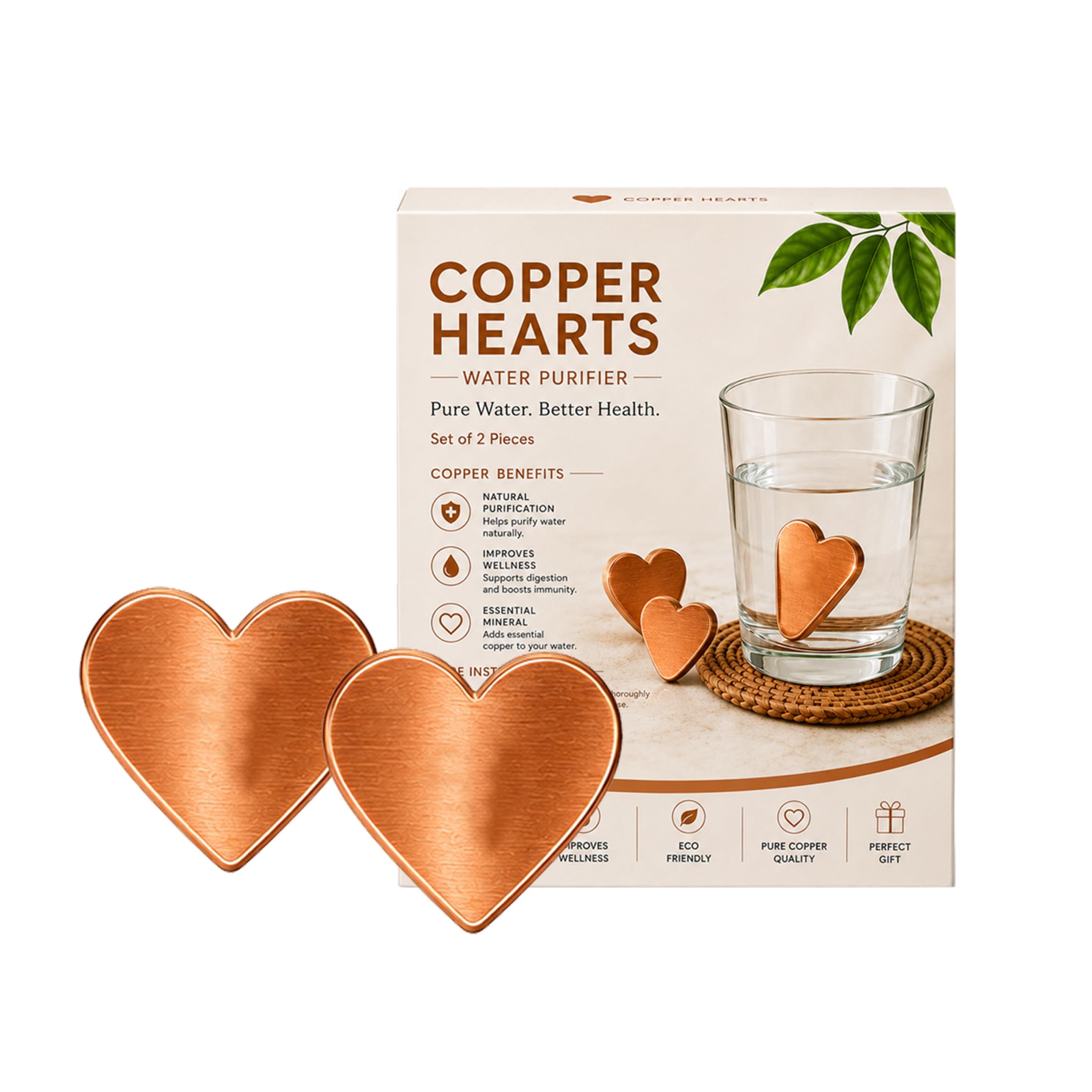 Homestia Pure Copper Heart Water Energizer | Set of 2 Copper Heart for Drinking Water charger | Ayurvedic| Reusable Piece for Glass, Bottle & Jug-picture-32