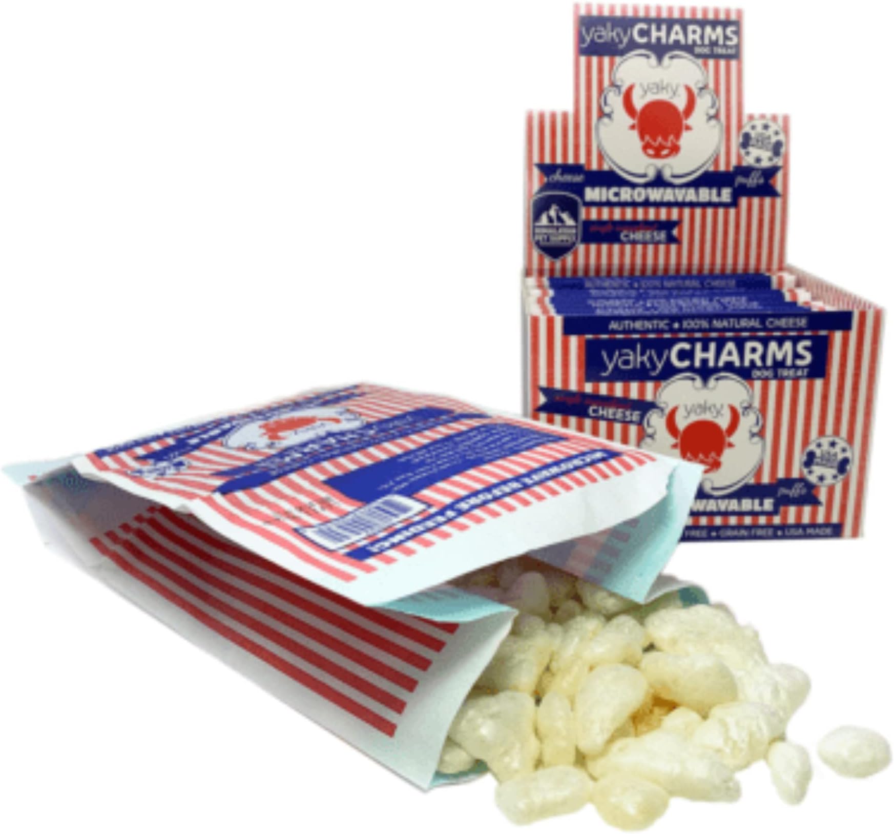 Himalayan Yak Cheese Dog Chew Yaky Charm Cheese Puffs | Microwave Dog Treats | USA MADE | Naturally Gluten-Grain-Lactose Free | 1 Bag