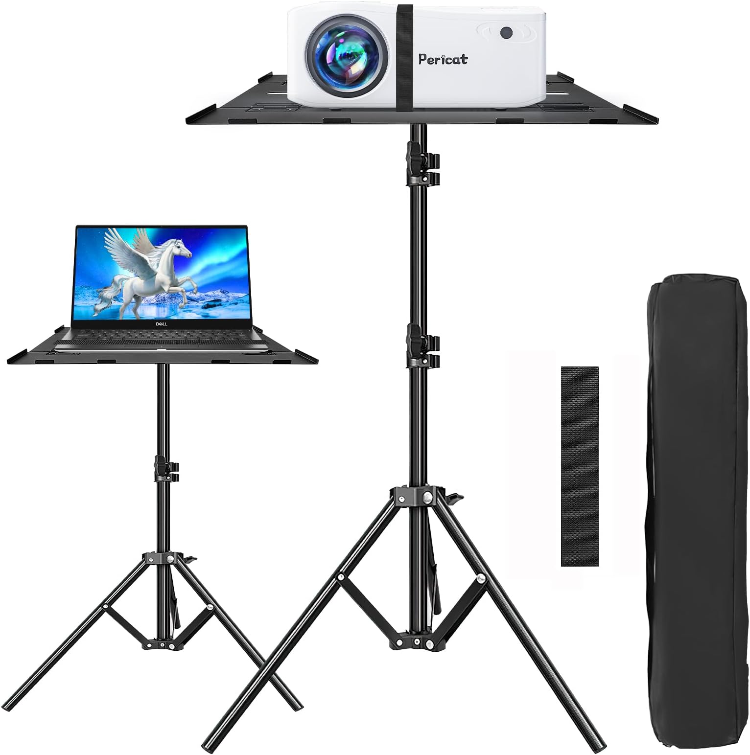 pericat Projector Tripod Stand, Adjustable Height 23" to 61", Foldable Laptop Tripod, Tripod for DJ Equipment / Projector, Heavy Duty Projector Tripod for Office, Home, Stage