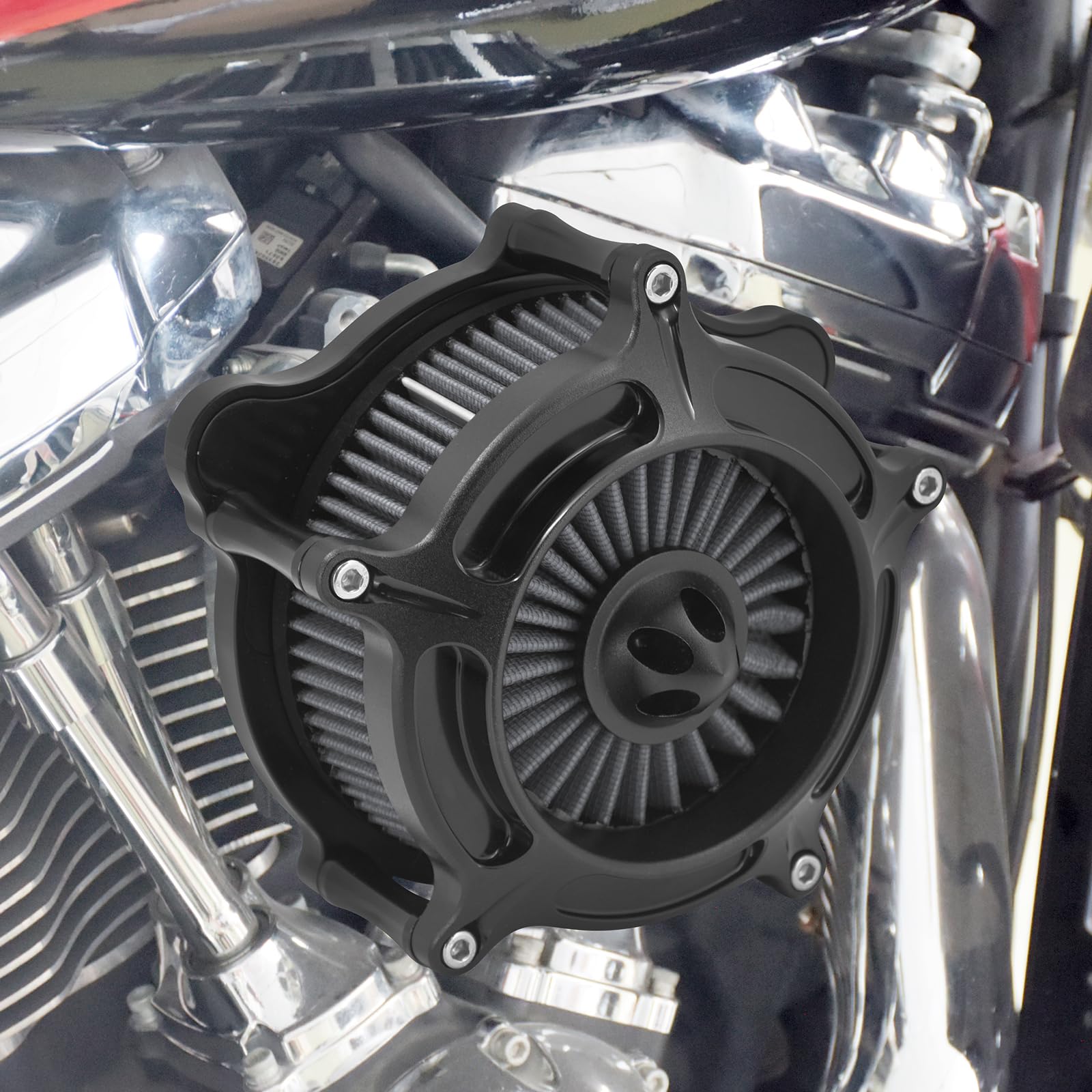 Filtro dell'aria per moto, filtro di aspirazione compatibile con Harley m8 Softail 2018-2024 e m8 Touring e Trike 2017-2024 (nero opaco + grigio)