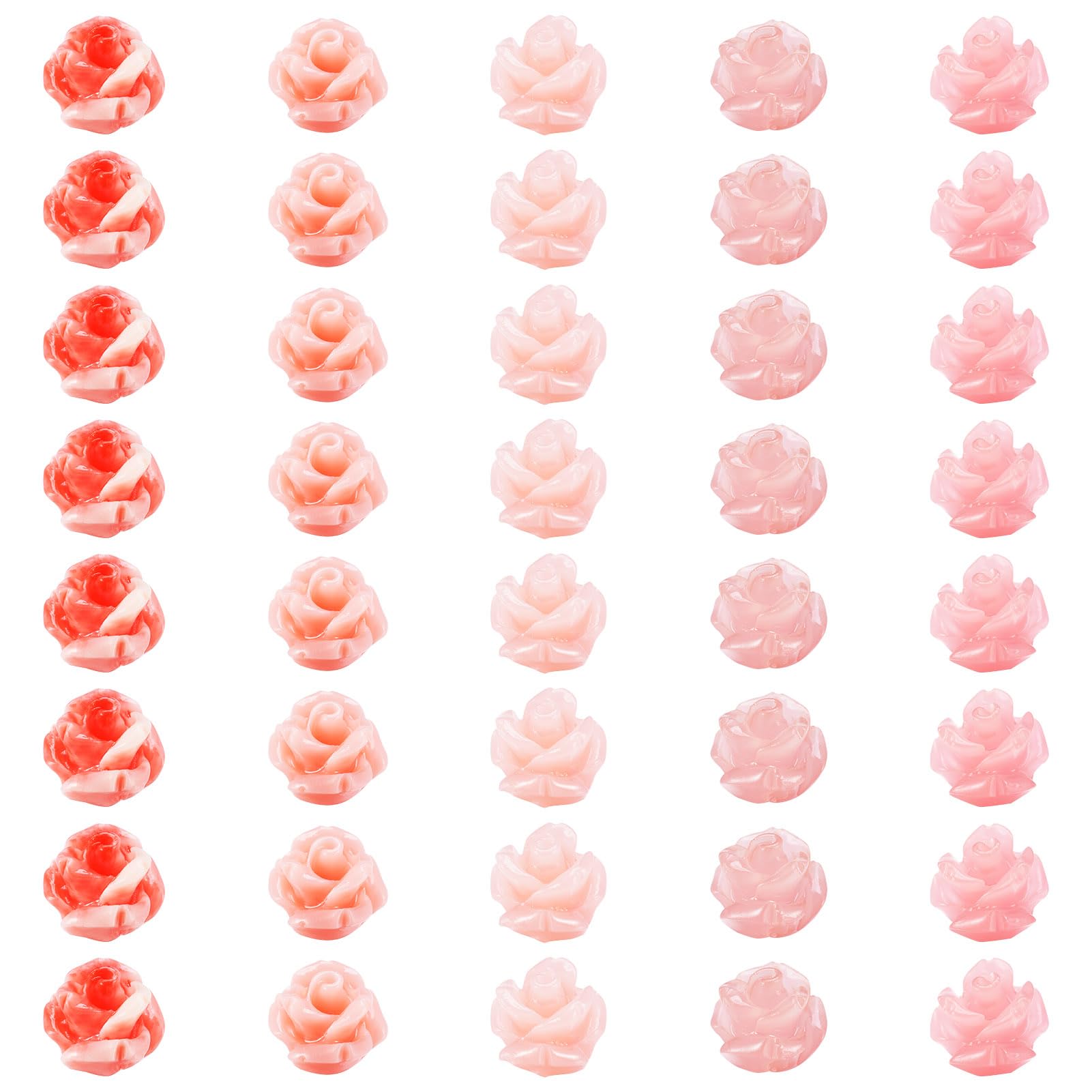 Crafans 40Pcs Rose Shell Beads 5 Colors Synthetic Shell Flower Spacer Beads Rose Blossom Shell Beads for DIY Necklace Bracelet Jewelry Making