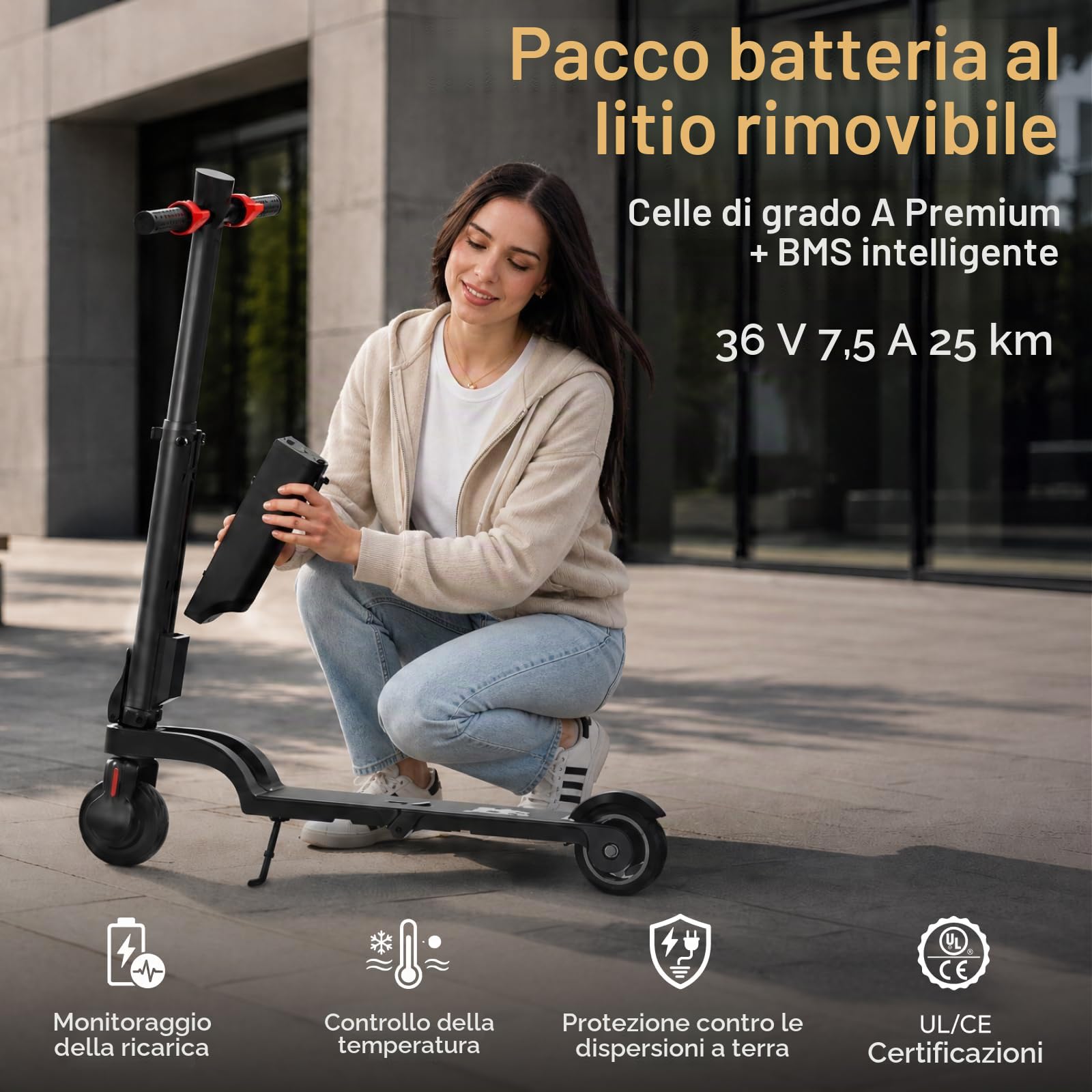 HX X6 Monopattino Elettrico Adulto 4 Pieghe da Zaino, il "Laptop" degli monopattini elettrici Urbani, 350W e Batteria Rimovibile, Autonomia 20-40km, Doppi Freni, Cruscotto Intelligente,App