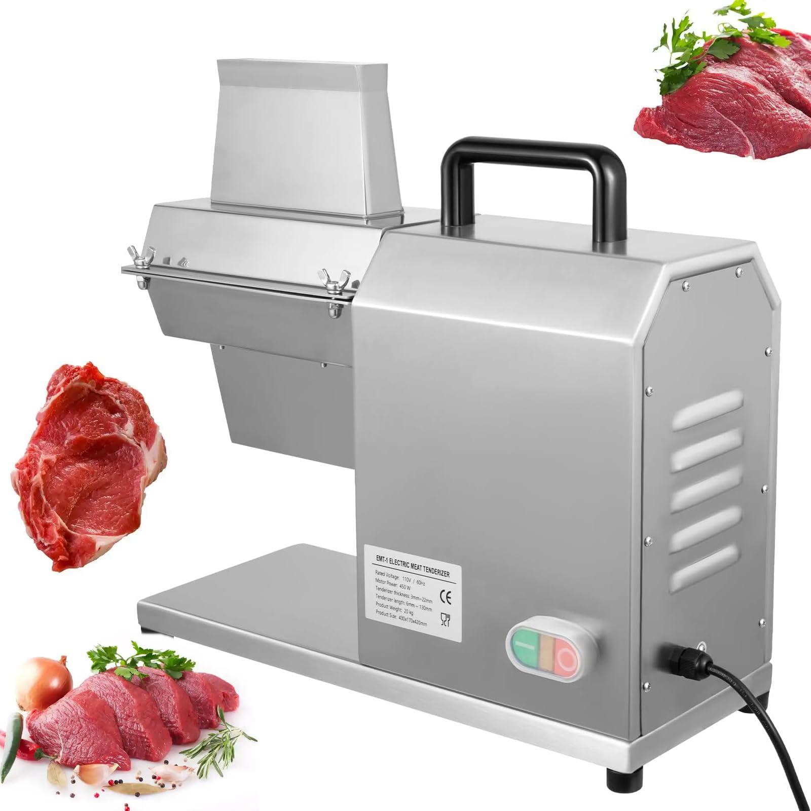 Elektrischer Fleischklopfer, robustes Edelstahl-Werkzeug zum Zartmachen von Rind, Truthahn, Huhn, Schweinefleisch und Fisch