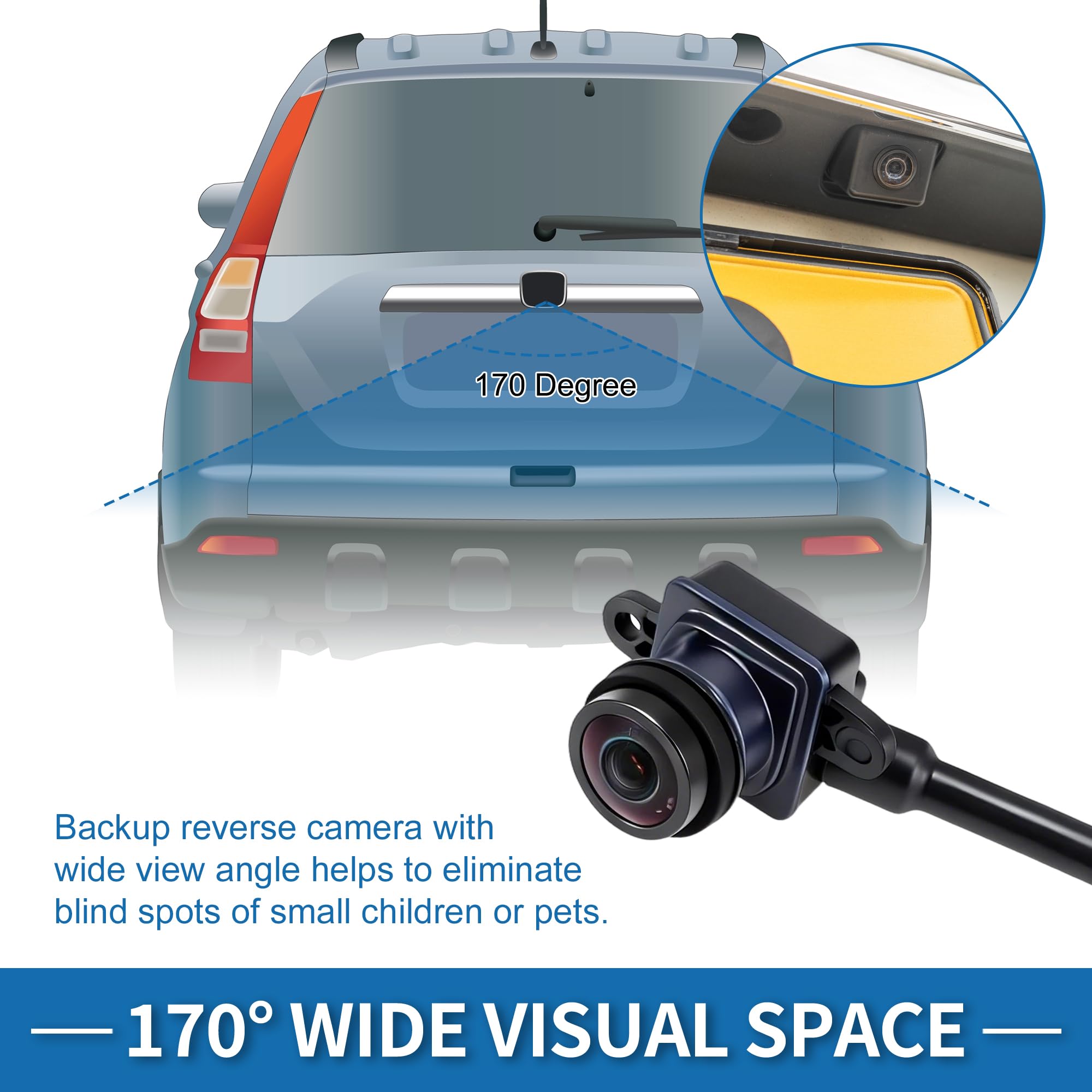 A ABSOPRO Cámara de Visión Trasera para Fiat, OE 7355951810 | Cámara de Marcha Atrás, Clasificación de Impermeabilidad IP68, Ángulo de Visión 170°, Resolución de Cámara 1920x1080
