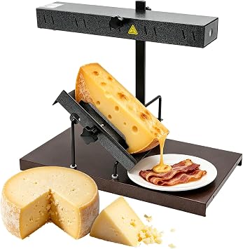 HNZXIB 850W Commercial Raclette Cheese Melter, Fast Heat Raclette Half Wheel Cheese for Catering Party, Carbon Steel Wide Anti-Tip Base with Multi-Size Adjustable Clamp 110V