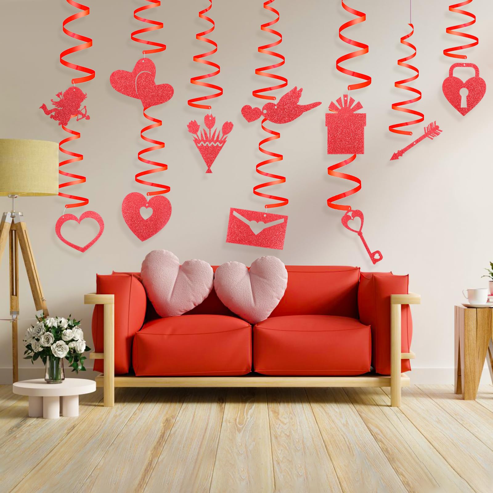 12 Decorazioni Pendenti A Spirale Rosse A Forma Di Cuore Per San Valentino – Plastica Leggera E Riutilizzabile, Ideali Per Matrimoni, Feste E Atmosfere Romantiche