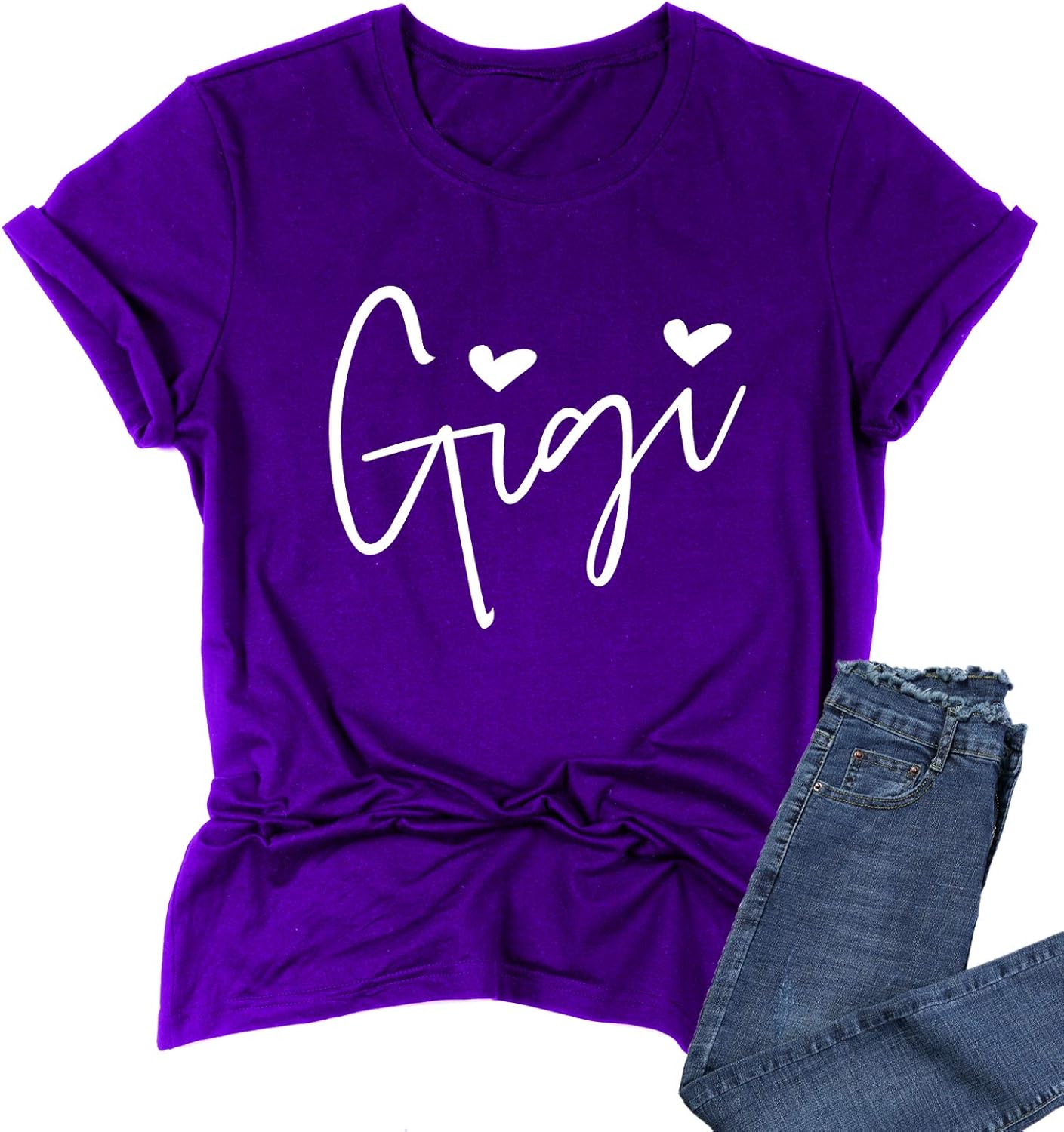 BABEGO Womens Gigi Heart Shirts for Grandma Cute Funny T-Shirts Graphic Tees Short Sleeve Tops