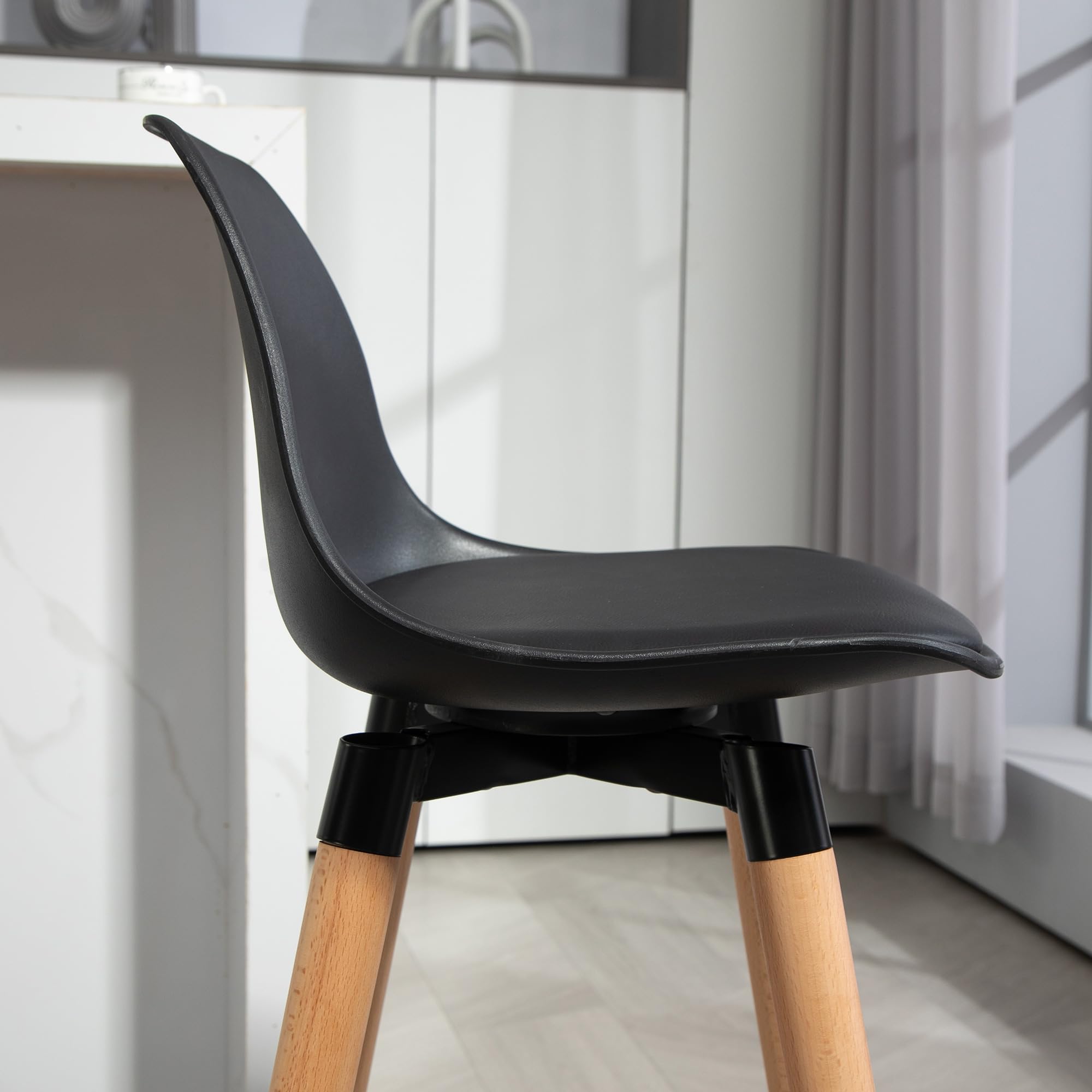 HOMCOM Lot de 2 Tabourets de Bar, Pieds en Bois, Style Moderne, Noir