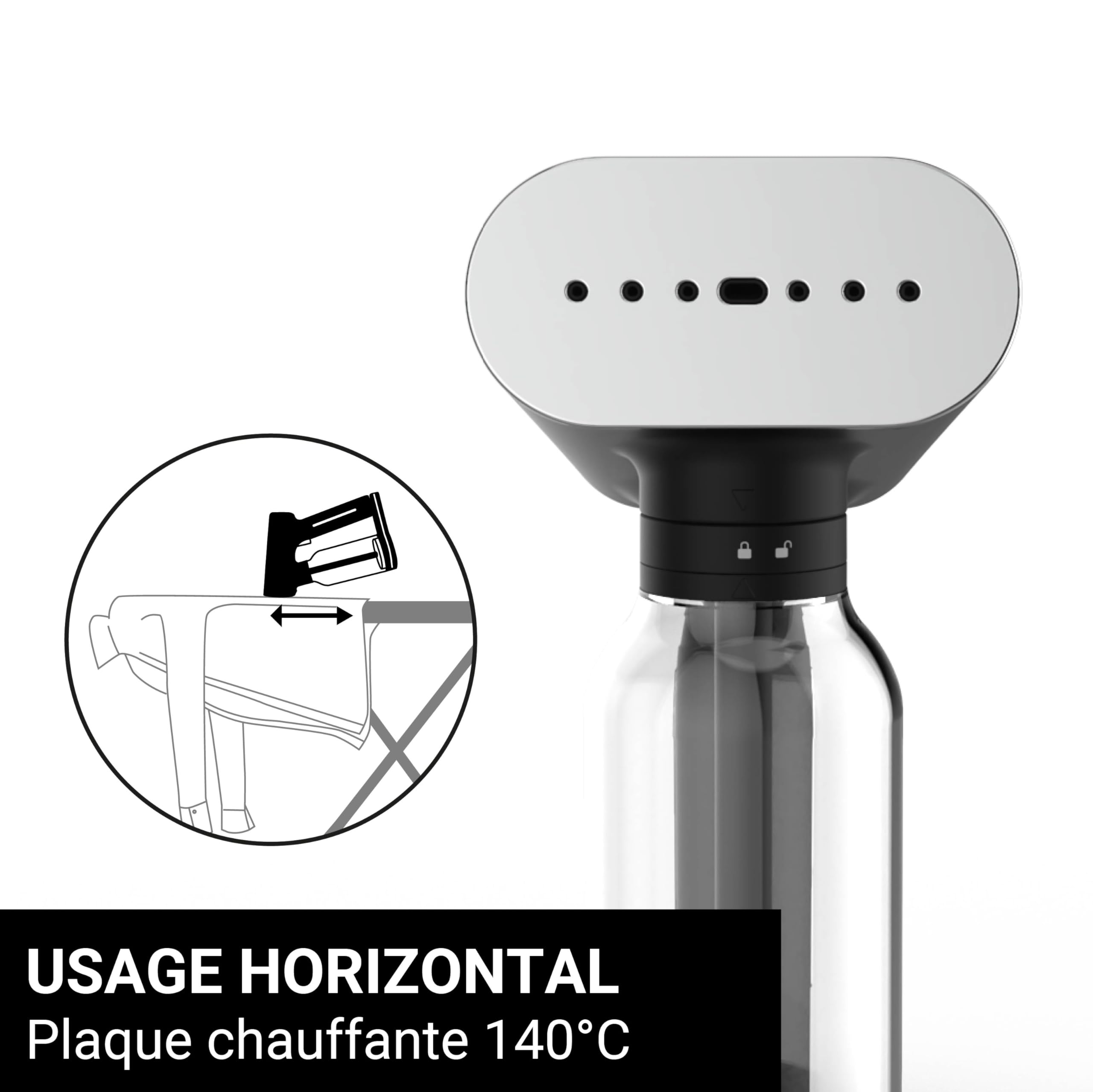STEAMONE - Steamer Défroisseur à vapeur 2000W 33g/min - Fer portatif - Capacité 400 ml- Elimines 99,99% d'impuretés - Prêt en 30s - Cable 3m - Format ultra compact - EUXL400V2