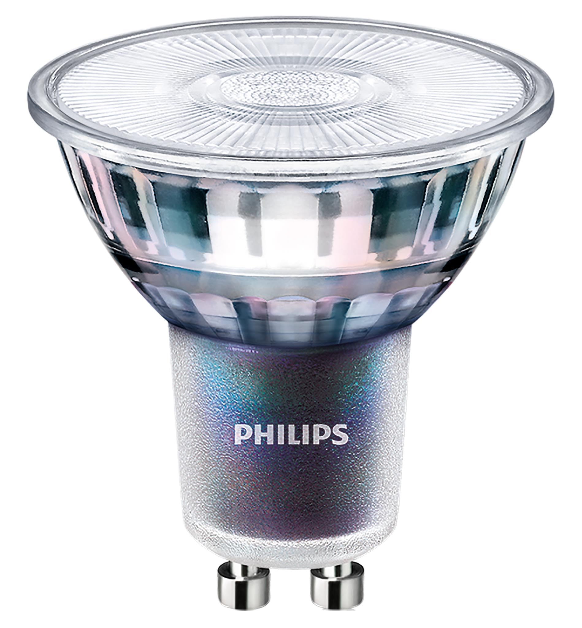Master MAS LED ExpertColor GU10 Dimmable LED Bulb 3.9W (35W Equivalent), Cool White 4000K, CRI 97, 300 lm, 36° Beam Angle, 40,000h Lifespan, Clear Glass PAR16 Accent Light