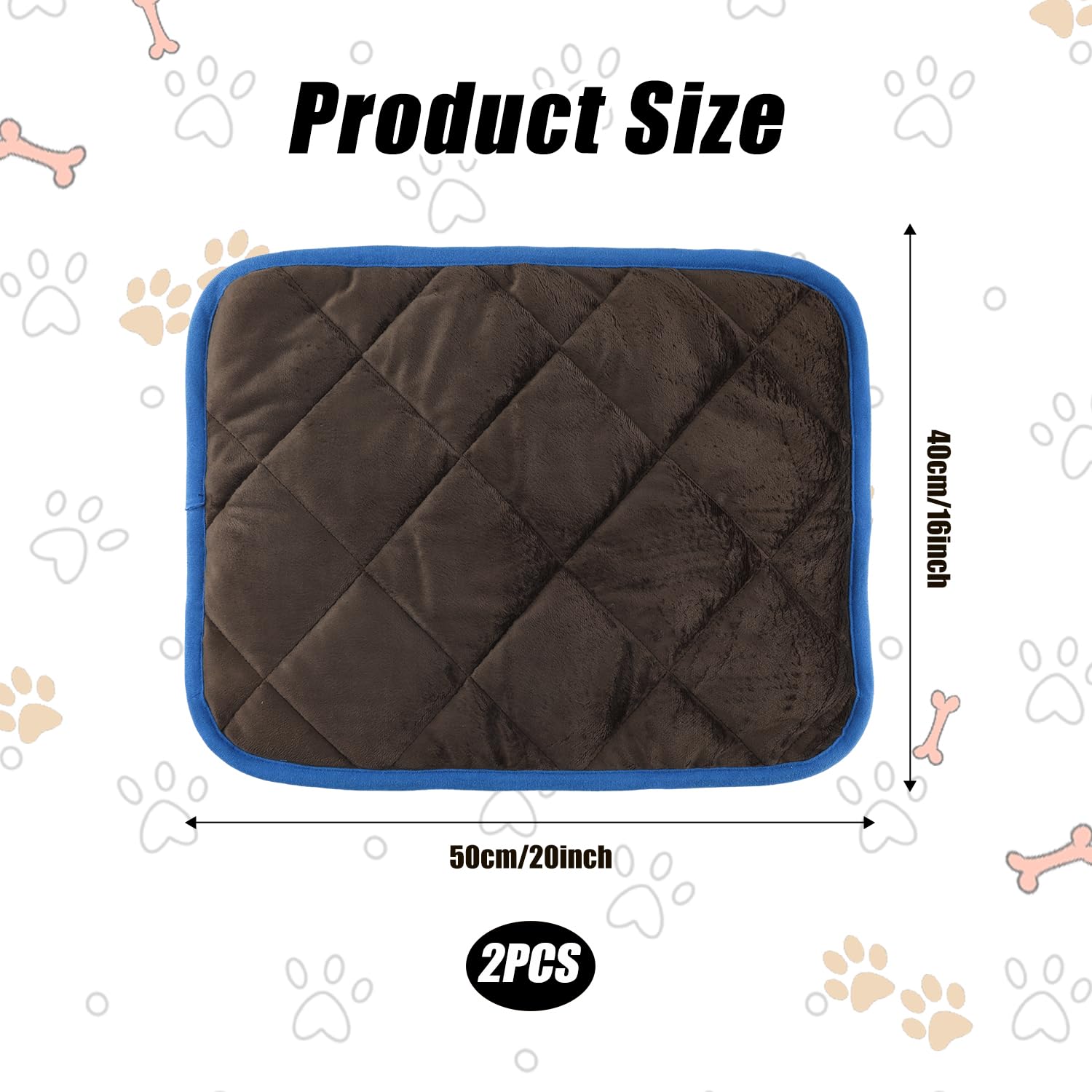Lasuroa 2pcs Self Heating Cat Mat, 16x20 Inch, Brown, Rectangular, Layered, Thermal Insulation Material, S (20x16in/50x40cm) - Image 2