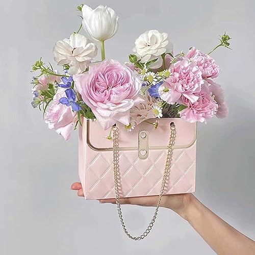 Miniatura 3 de Bolsas de regalo de flores, 8 bolsas de papel con forma de bolso, bolsas de papel de ramo con asa, caja de flores rectangular para arreglos para el
