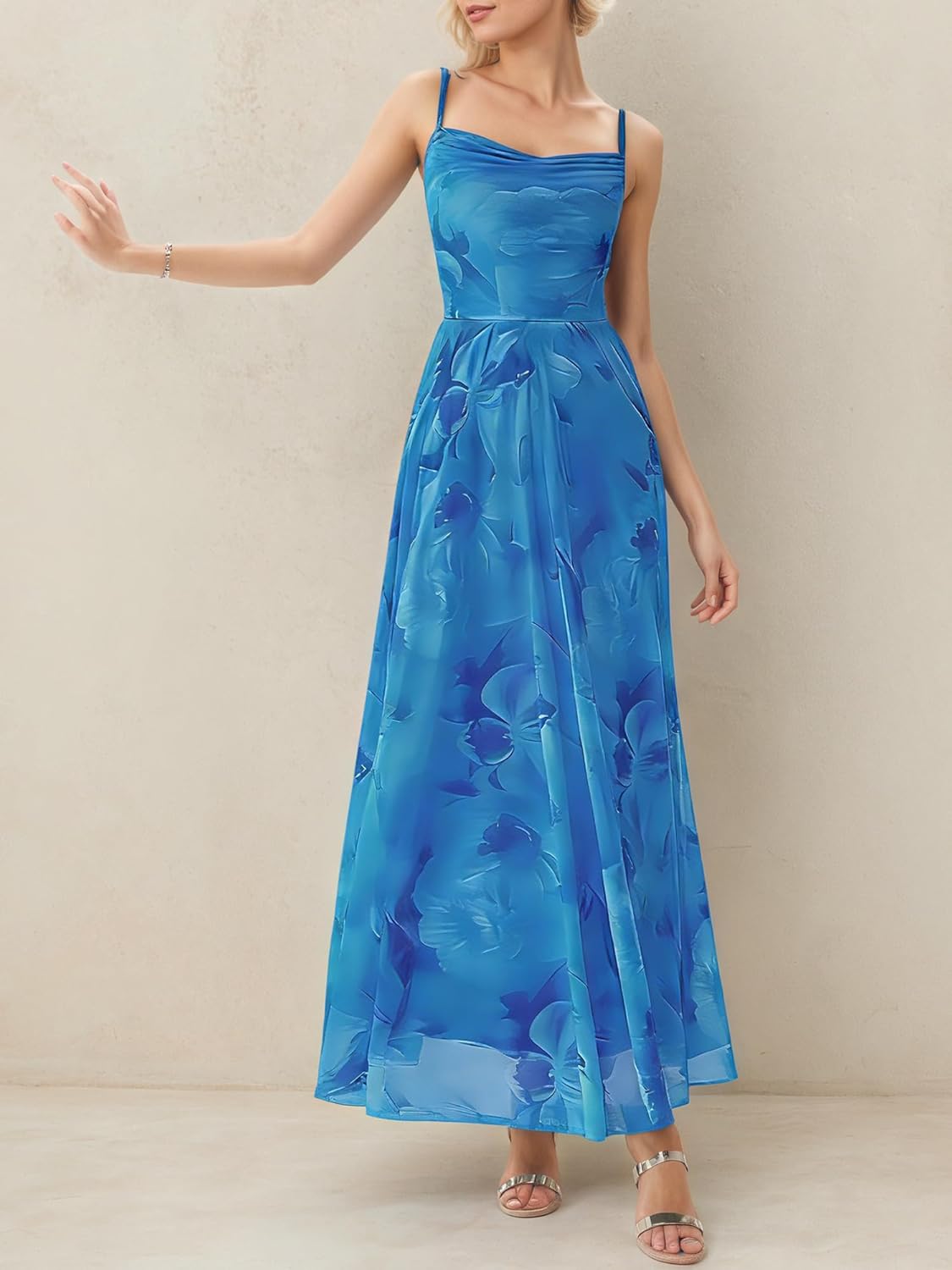 Women Summer Floral Maxi Dresses Elegant Spaghetti Strap Dress Printed Party Dress Beach Long Dresses - Image 5