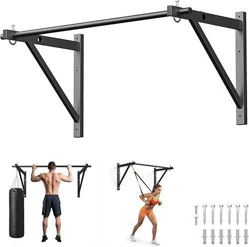 Pull Up Bar for Doorway and Wall Mount - Chin Up Bars for Home Gym, 39 in / 52 in Upper Body Workout Equipment with 500 lbs Capacity, Portable