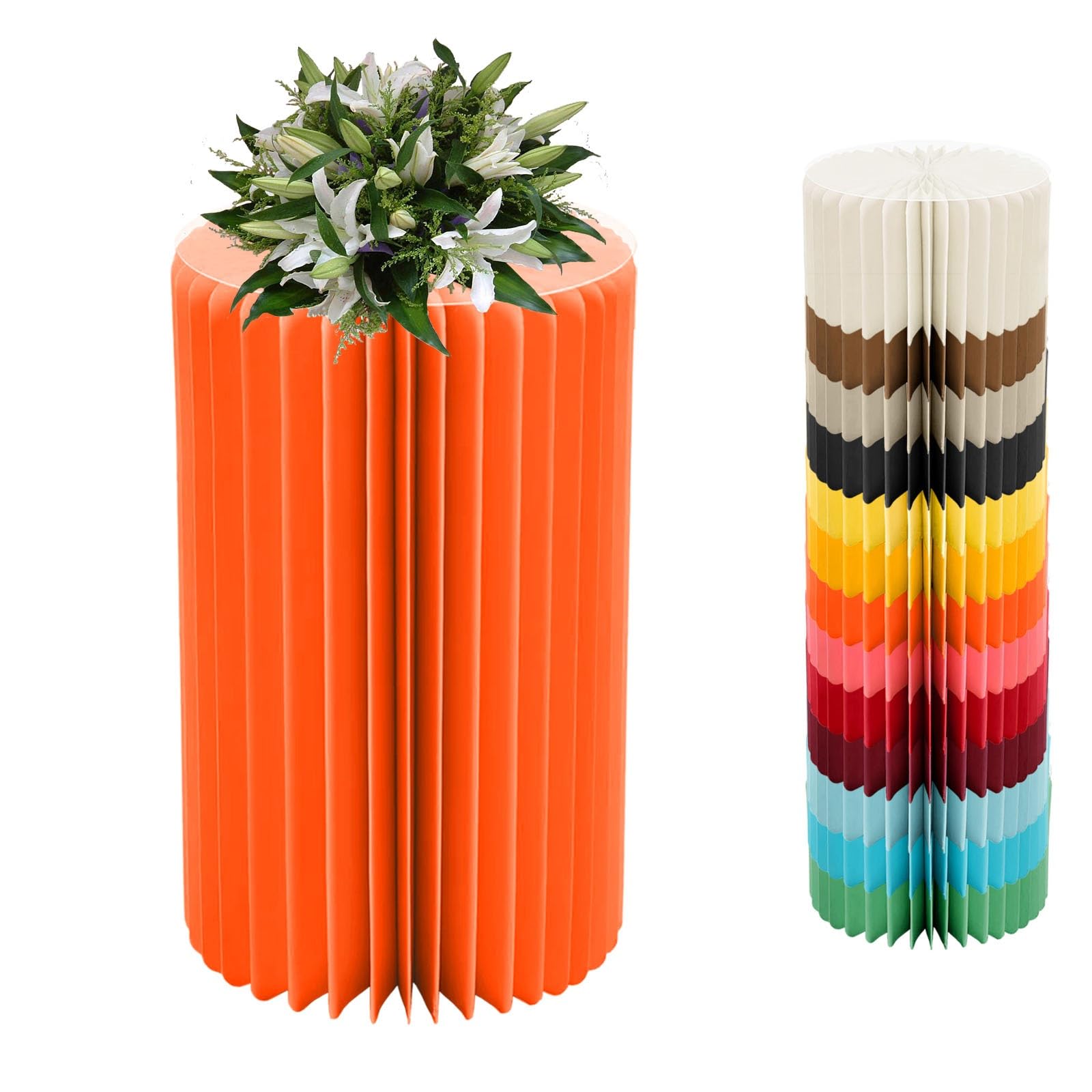 YTBHSHXZ plinth， Foldable Cardboard Cylinder Pedestal Cake Stand Multicolor 20-100cm(Orange,H 60cm/23.6in)