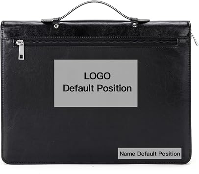 Personalized Vegan Leather Portfolio with Hidden Handle, Zippered Front Pocket, 8.5 x 11 Notebook Holder, Custom Business Legal Padfolio Travel Folio for Men Women, Black