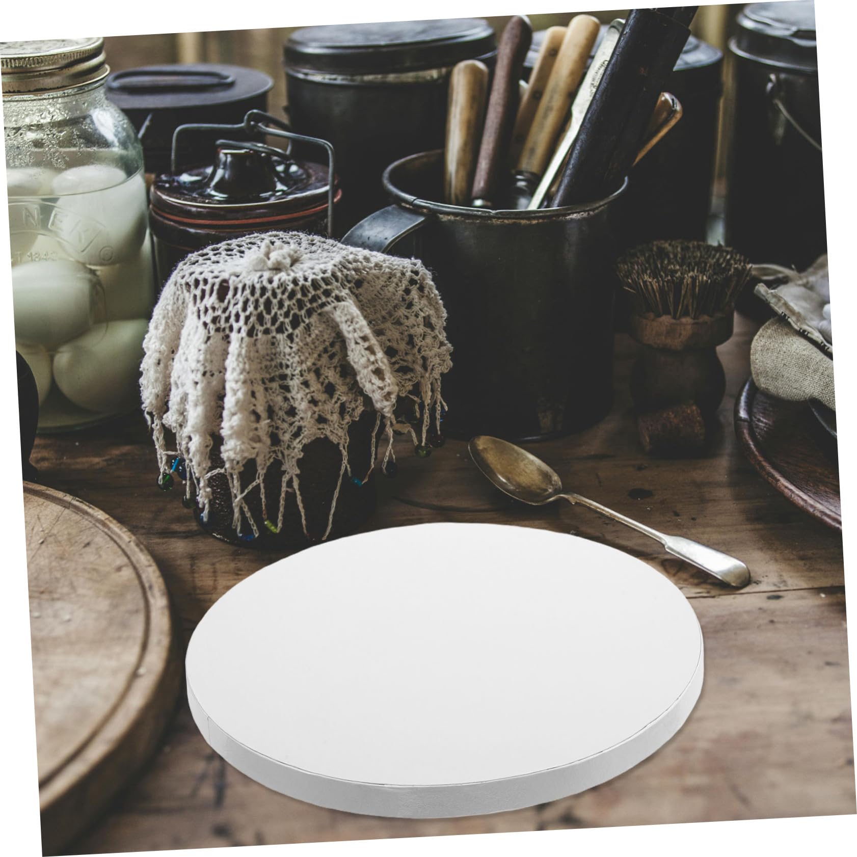 SOIMISS Plateaux à Gâteau Ronds en Papier 5 Pièces, Carton Ondulé Blanc