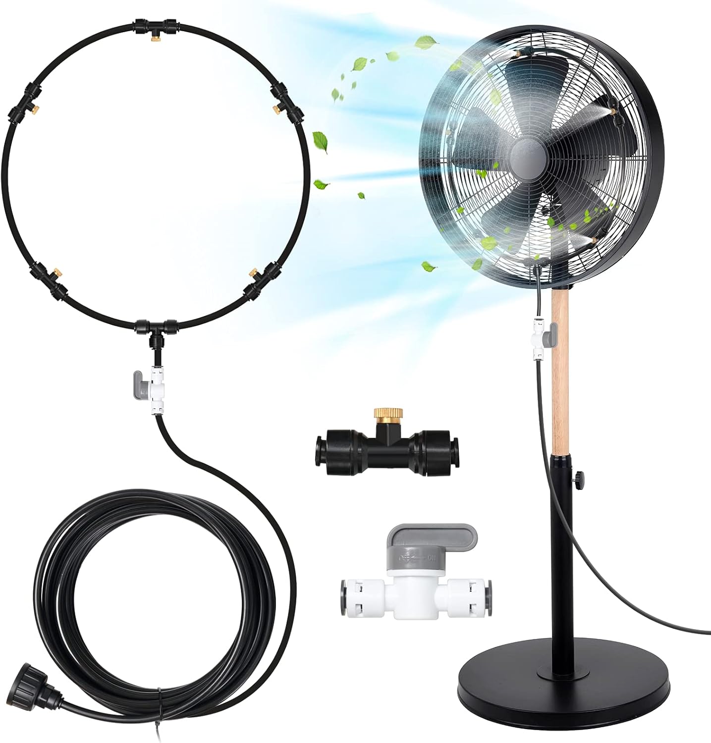 YuYo Fan Mister System, 19.36FT Fan Misting System with Independent Valve, Misters
