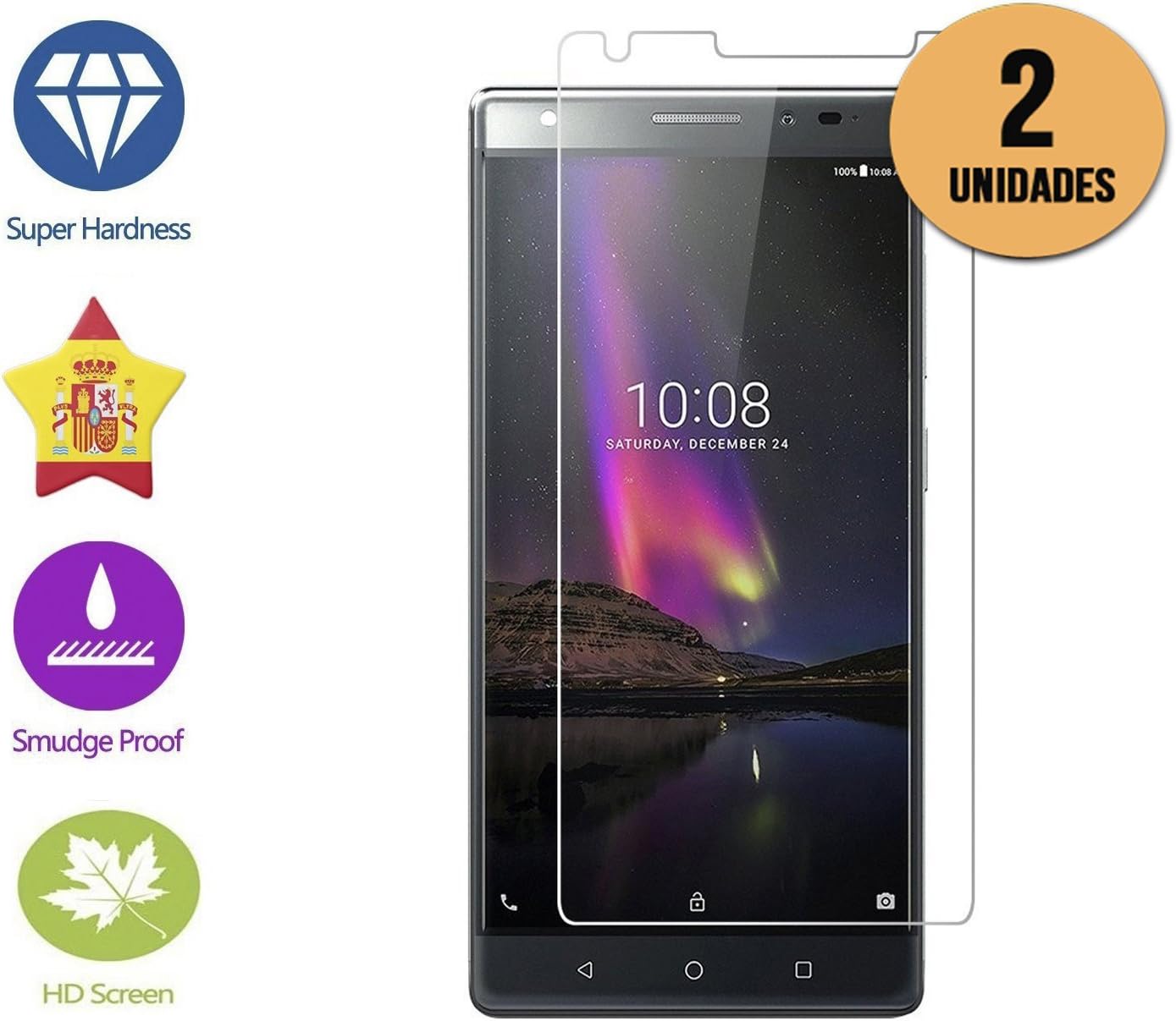 Pack of 2 Screen Protectors im77r Premium 9H Tempered Glass for Lenovo Phab 2 Pro