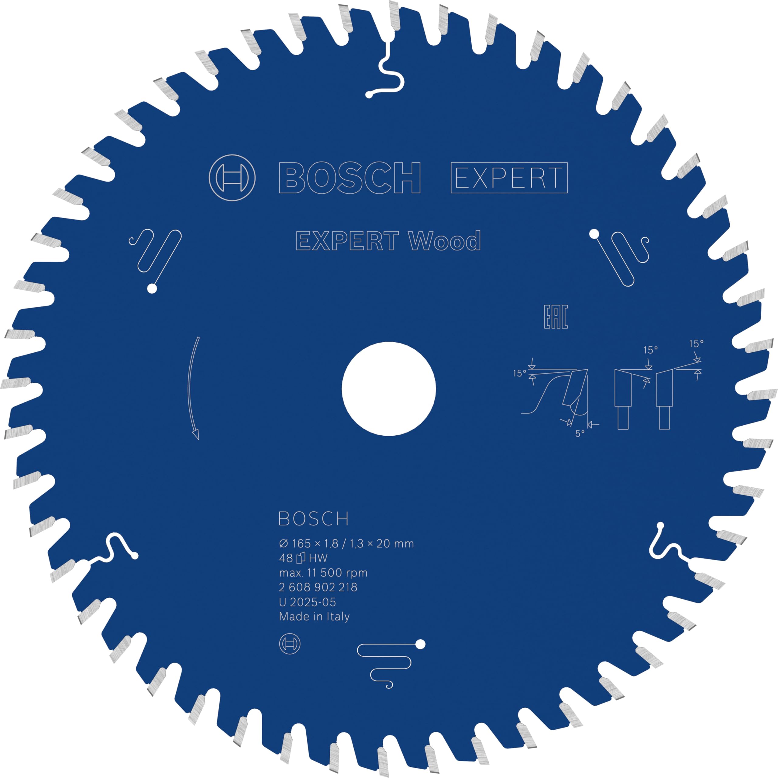 Bosch 1x Lama per sega circolare EXPERT per legno cablata (per Legno tenero, Legno duro, Ø mm, Professional Accessorio Seghe circolari a filo portatili)