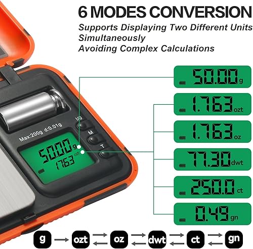 Miniatura 13 de Báscula de tiro con arco de doble unidad y pantalla HD, escala digital LCD de flechas de bolsillo, escala de 7.05 oz x 0.00 oz de gramos, mini Azul