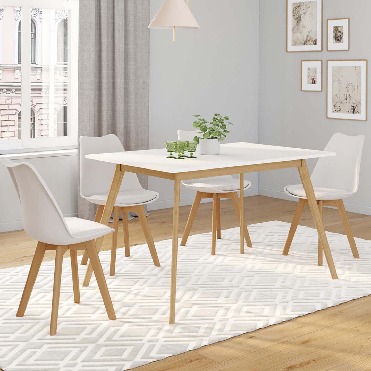 IDMarket - Table scandinave Extensible Rectangle Inga 4-8 Personnes Blanche 110-150 cm