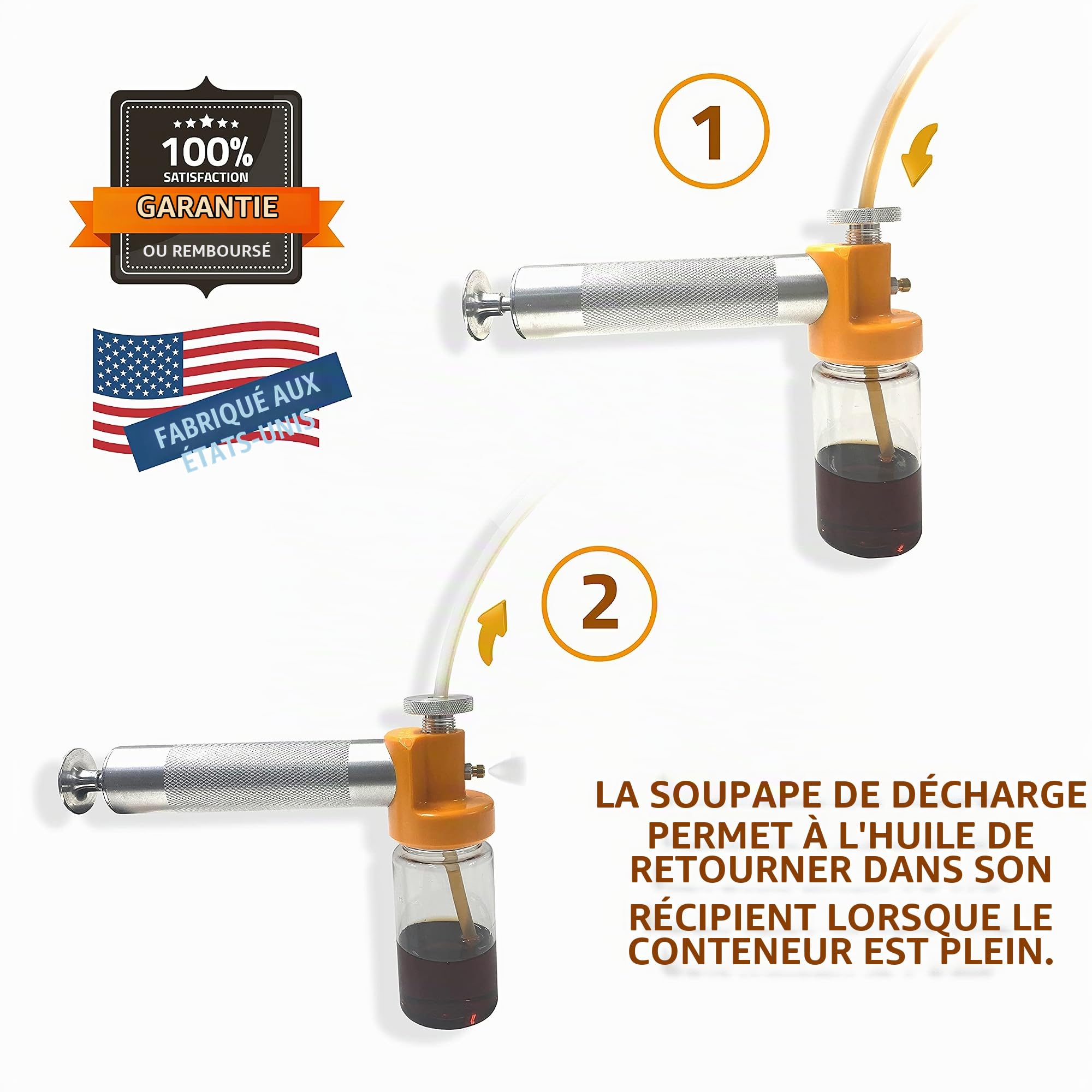 TKM Tools Pompe d'échantillonnage d'huile – Pompe d'échantillonnage d'analyse d'huile avec soupape de décharge sous vide – Fonctionne avec des tuyaux de 0,6 cm et 0,6 cm – Fabriquée aux États-Unis