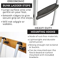 Vista 4 de Stromberg Carlson Escalera para litera de caravana para remolques de viaje, escaleras de cámper con peldaños moldeados, incluye ganchos y accesorios
