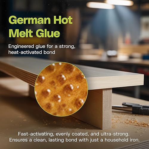 Miniatura 3 de Edge Supply Birch Rollo de 34 pulgadas x 50 pies  Cinta de chapa de madera prepegada para planchar  Cinta de borde de chapa de madera con adhesivo