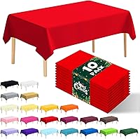 Vista 34 de Paquete de 10 manteles desechables de plástico premium de 54 x 108 pulgadas, mantel rectangular para mesa, para cumpleaños, bodas, Navidad, Beige