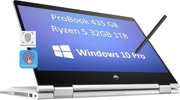 HP 2022 ProBook x360 435 G8 13.3" FHD 2 en 1 pantalla táctil (AMD Ryzen 5 5600U, 32 GB de RAM, 1 TB SSD, Active Stylus) portátil de negocios, 6 núcleos (Beat i7-10750H) huella digital, cámara web, Win 10 Pro / Win 11 Pro 🥇✔️ ® A Pedido 🏆™