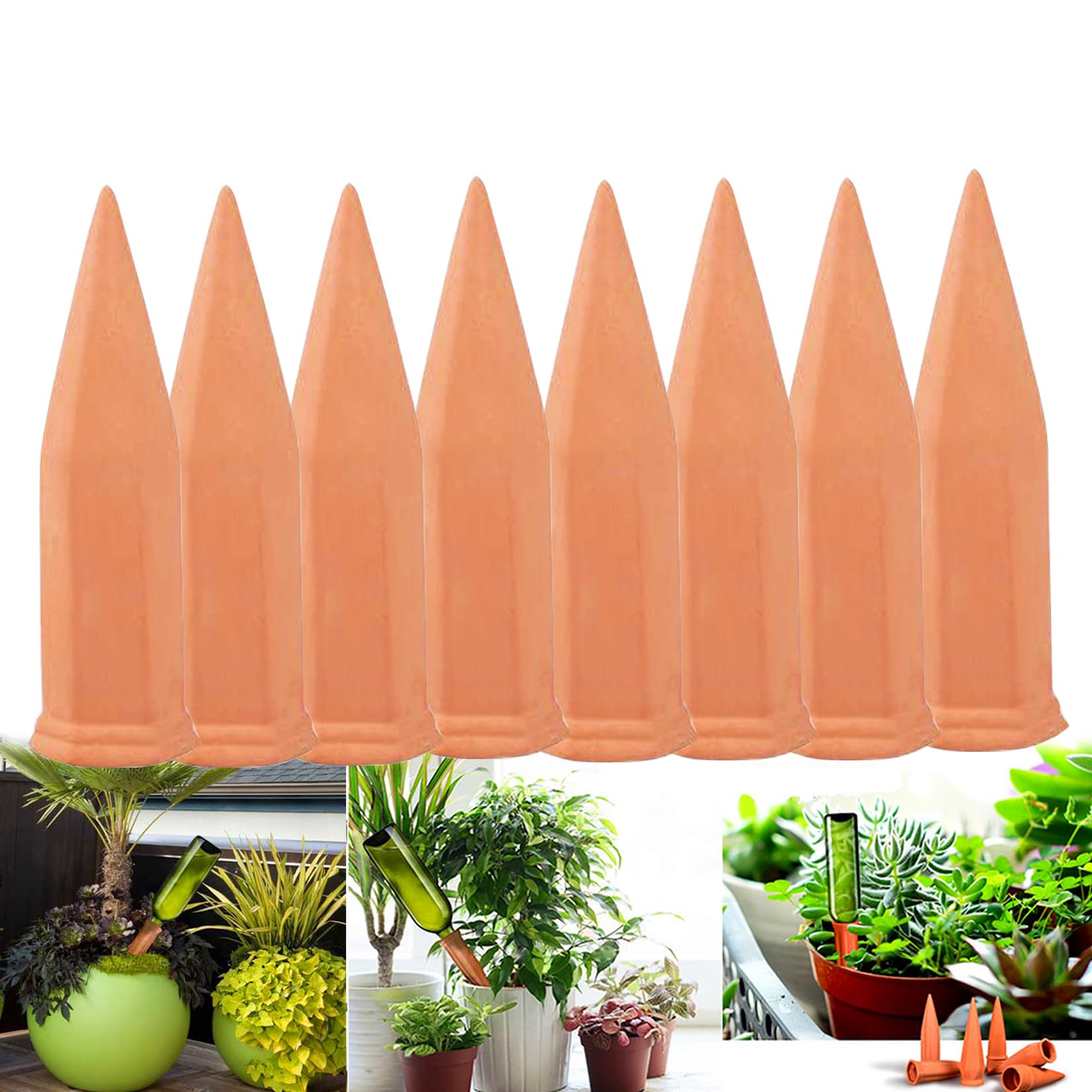 Sistema de Riego Automático, MKNZOME 8 Piezas Riego por Goteo Botella Set Autorriego para Macetas Kit Riego de Plantas paraJardín Terraza Invernadero Flores Plantas