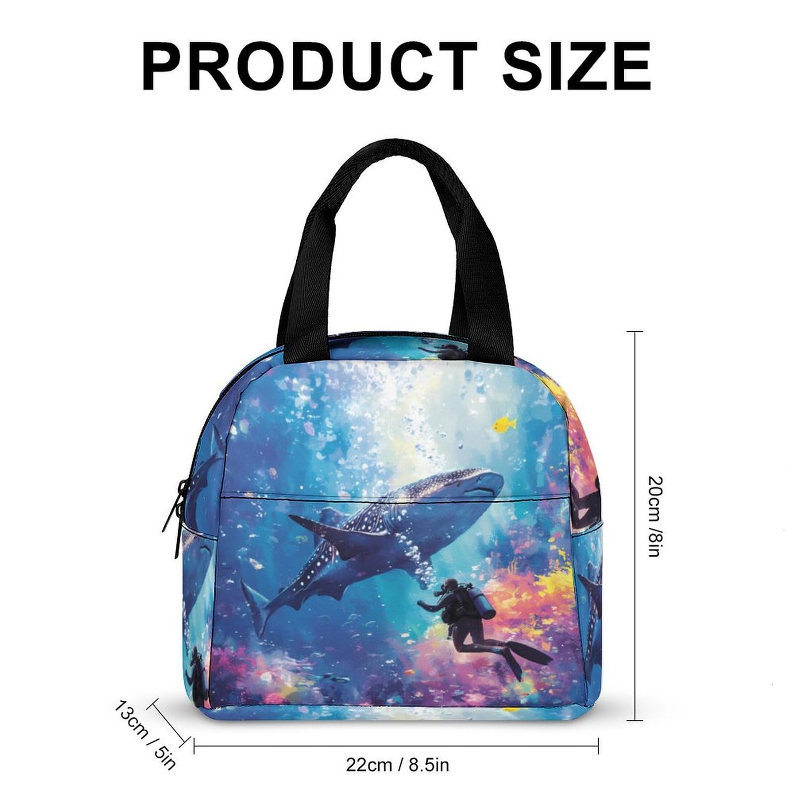 Scuba Diver And Whale Shark Swim Together Lunch Bag for Women Men Adult Handle Insulated Container Tote Lunch-Box
