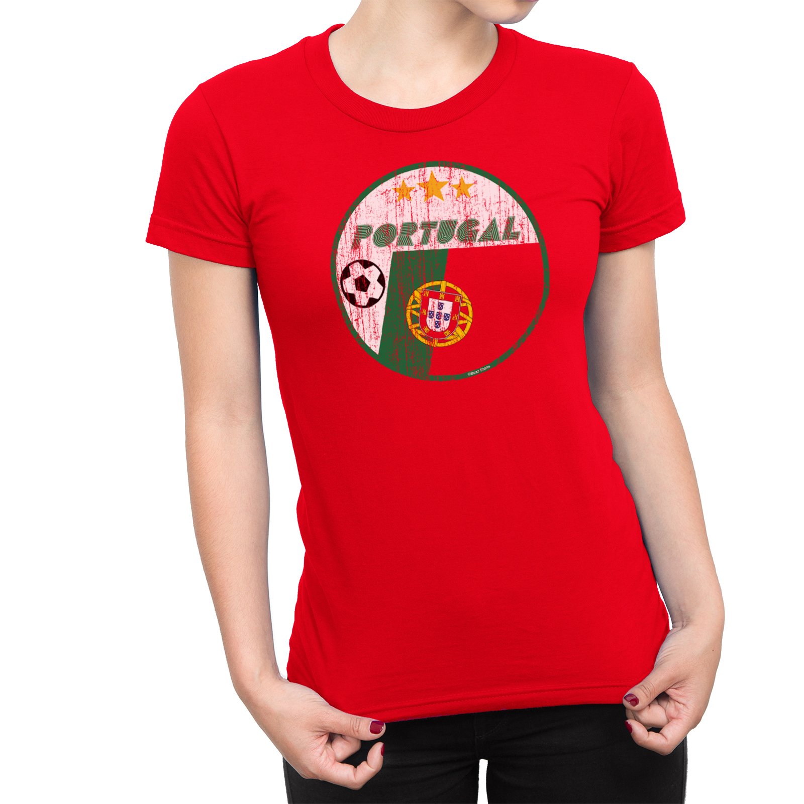 Womens Portugal Football T-Shirt Country and Flag World Cup 2026 Portuguese Euro Team Red