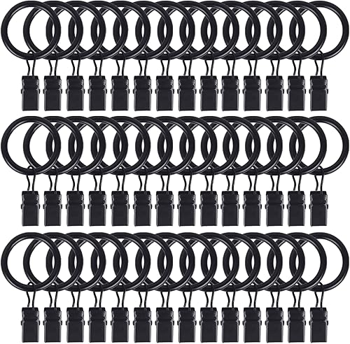 Paquete de 42 anillos de clip para barra de cortina, diámetro interior de 1 pulgada (compatible con barra de cortina de hasta 5/8 pulgadas), anillo