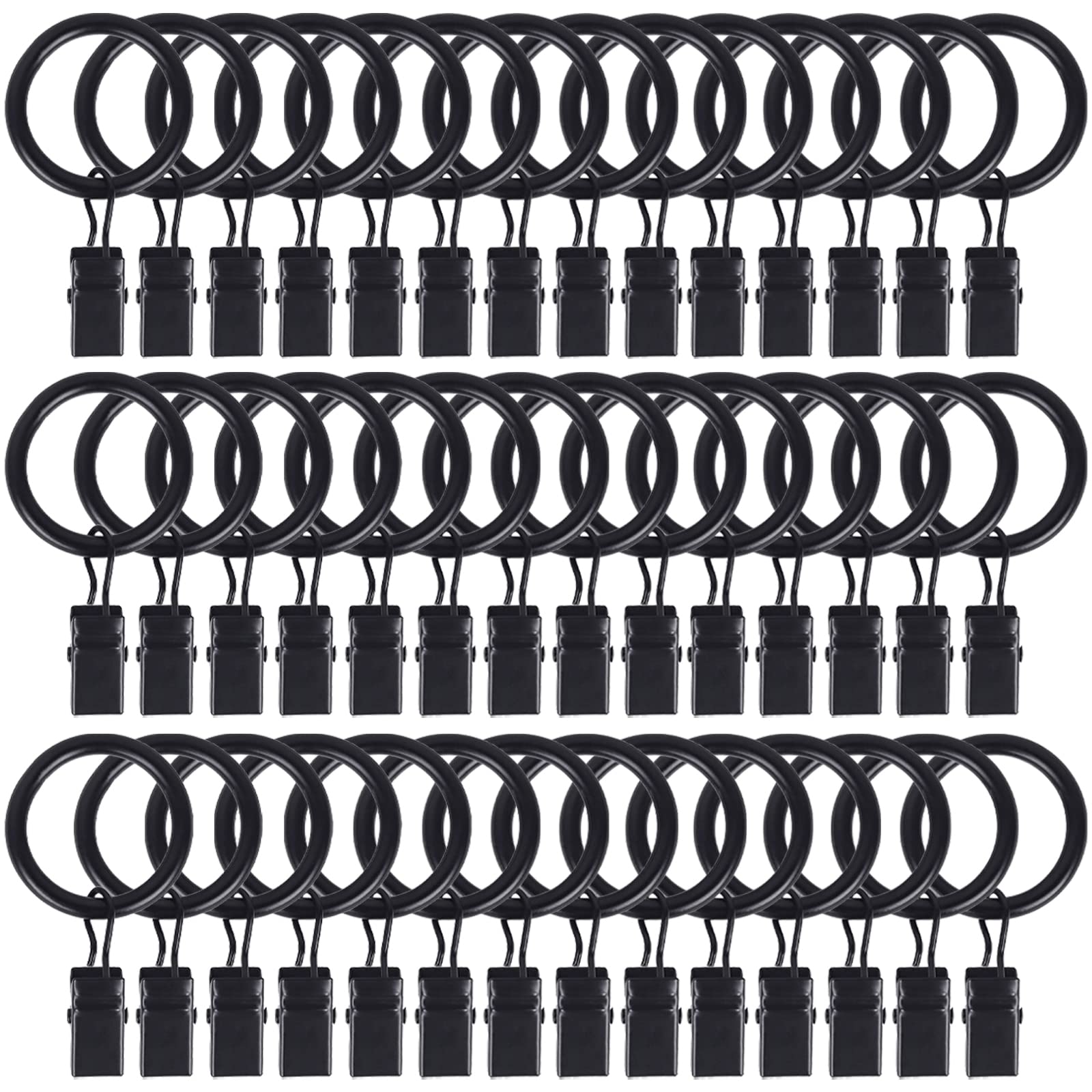 Photo 1 of LULARINE 42 Pack Black Curtain Clip Rings, 1" Inner Diameter