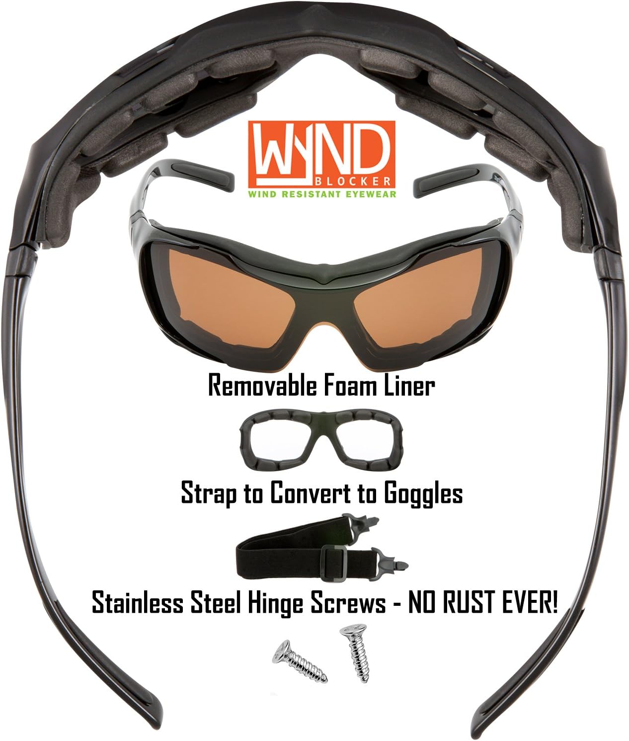 WYND Blocker Polarized Large Motorcycle Riding Sunglasses Sports Wrap Glasses - Image 3