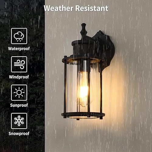 Miniatura 2 de Lámparas para exteriores para montaje en pared, faroles de pared impermeables para exteriores, resistentes al óxido, lámparas de porche negro mate,